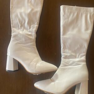 1960s inspired white gogo Knee-High Boots